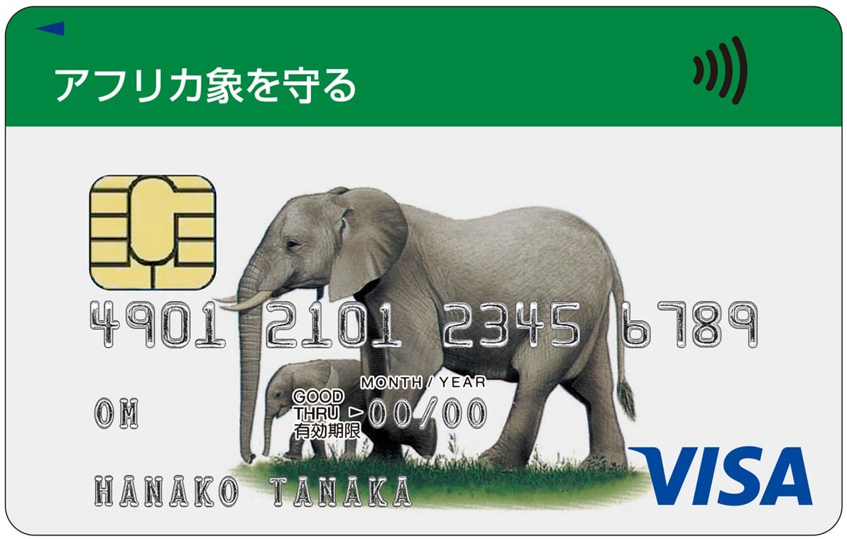 地球にやさしいカード（アフリカ象を守る）のイメージ